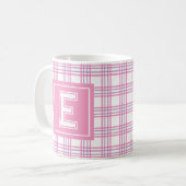Modern Preppy Plaid Pink Purple Varsity Monogram コーヒーマグカップ (正面左)