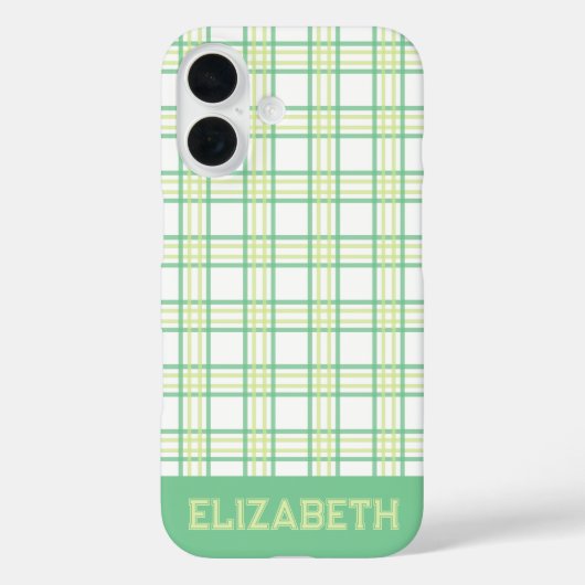 Modern Preppy Plaid Varsity Font Green Lime Case-Mate iPhoneケース (裏面)