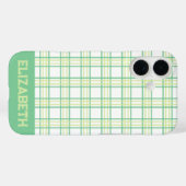Modern Preppy Plaid Varsity Font Green Lime Case-Mate iPhoneケース (裏面 (横))