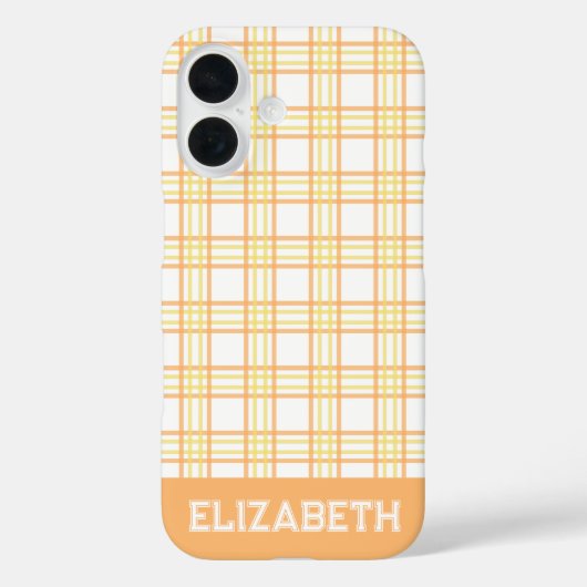 Modern Preppy Plaid Varsity Font Orange Yellow Case-Mate iPhoneケース (裏面)
