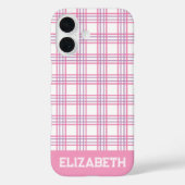 Modern Preppy Plaid Varsity Font Pink Purple  Case-Mate iPhoneケース (裏面)