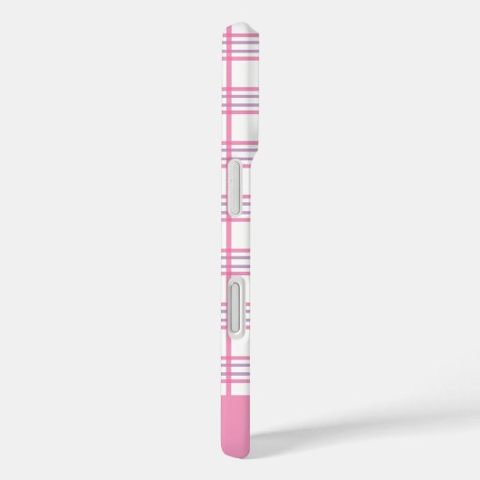 Modern Preppy Plaid Varsity Font Pink Purple  Case-Mate iPhoneケース (裏面 / 右)