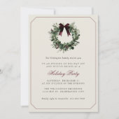 Modern Preppy Plaid Wreath Christmas Party 招待状 (正面)