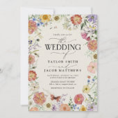 Modern Pressed Wildflower Boho Chic Wedding 招待状 (正面)