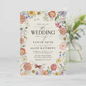 Modern Pressed Wildflower Boho Chic Wedding 招待状 (スタンド正面)