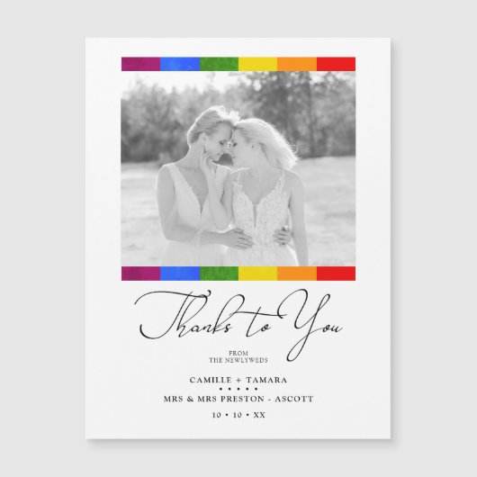 Modern Pride Rainbow Flag Lesbian Gay Wedding (正面)