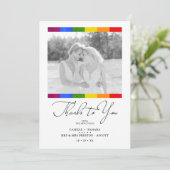 Modern Pride Rainbow Flag Lesbian Gay Wedding サンキューカード (スタンド正面)