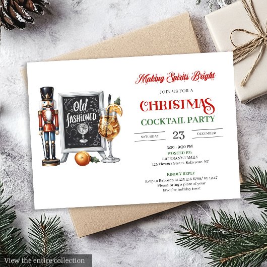 Modern printable Christmas cocktails party invite 招待状