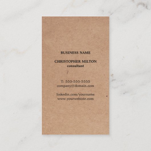 Modern Printed Kraft Texture Grey Bold Monogram 名刺 (裏面)