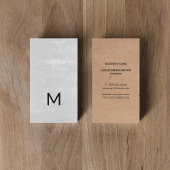 Modern Printed Kraft Texture Grey Bold Monogram 名刺
