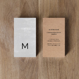 Modern Printed Kraft Texture Grey Bold Monogram 名刺