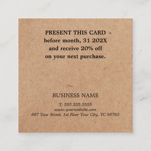 Modern Printed Kraft White Circle Salon 割引カード (裏面)