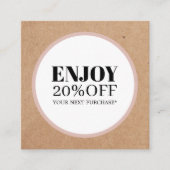 Modern Printed Kraft White Circle Salon 割引カード (正面)