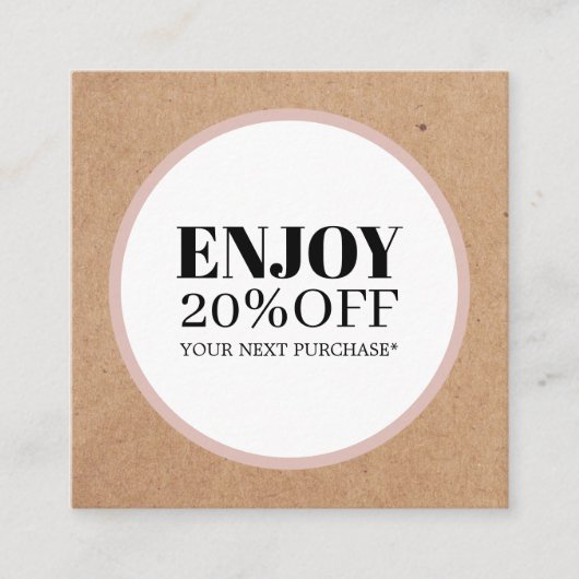 Modern Printed Kraft White Circle Salon 割引カード (正面)