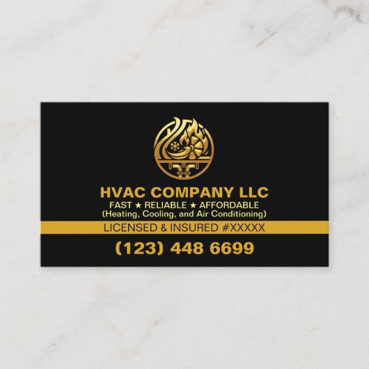 Modern Professional AC HVAC Company Logo & License 名刺 (正面)