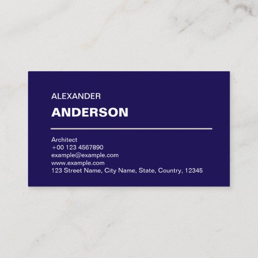 Modern Professional Architect Navy Blue 名刺 (裏面)