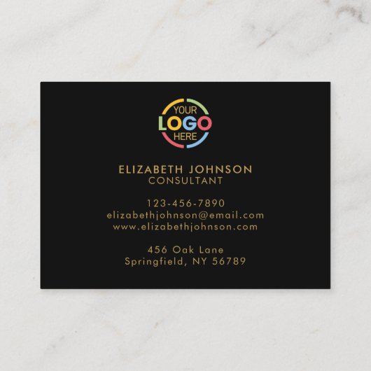 Modern Professional Black & Gold Simple Reminder 予約カード (裏面)