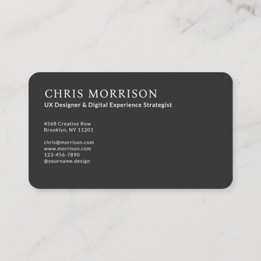 Modern Professional Black Photo Monogram 名刺 (裏面)