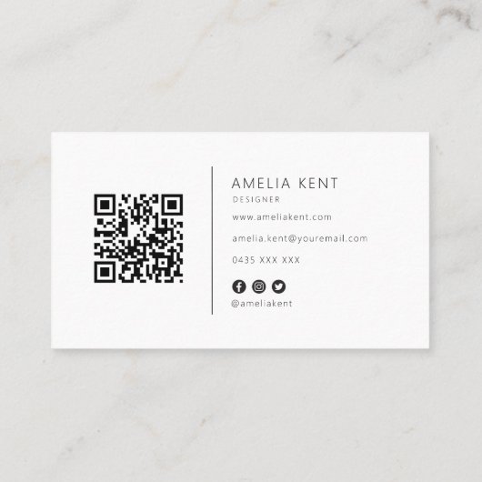 Modern professional business card with QR code 名刺 (裏面)