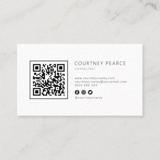 Modern professional business card with QR code 名刺 (裏面)