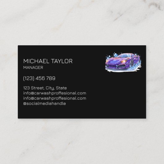 Modern Professional Car Detailing Washing Cleaning 名刺 (裏面)