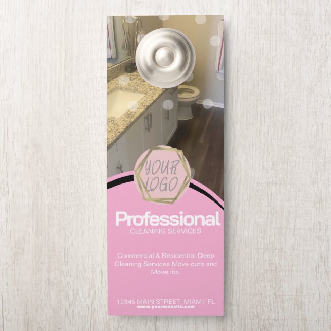 Modern Professional Cleaning Services Pink ドアノブサイン (ノブ)