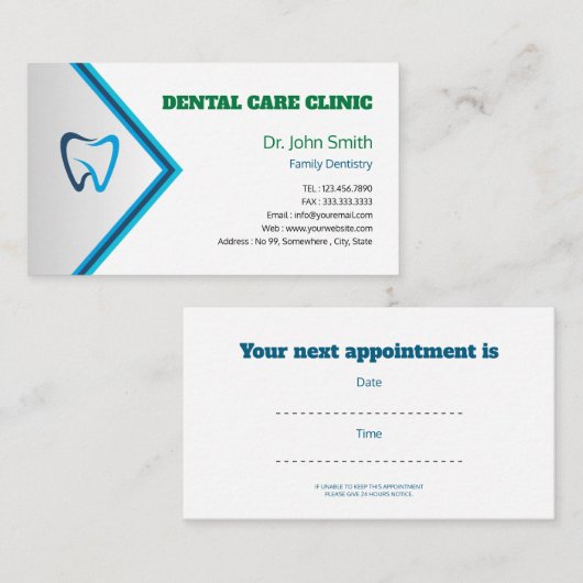 Modern Professional Dental Clinical Practice 名刺 (正面/裏面)