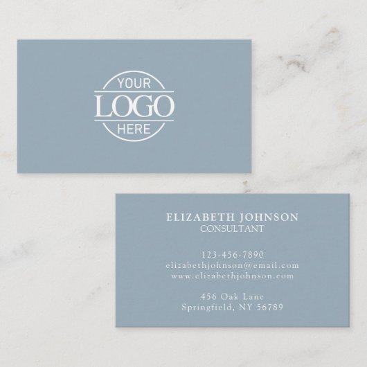 Modern Professional Dusty Blue Company Logo 名刺 (正面/裏面)