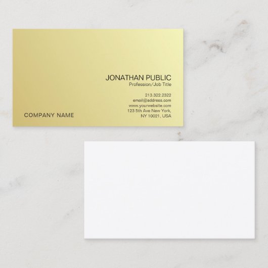 Modern Professional Elegant Gold Look Company 名刺 (正面/裏面)