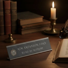 Modern Professional Elegant Matte Black Obsidian デスクネームプレート