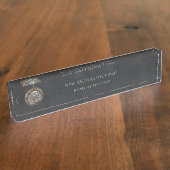 Modern Professional Elegant Matte Black Obsidian デスクネームプレート (側面)