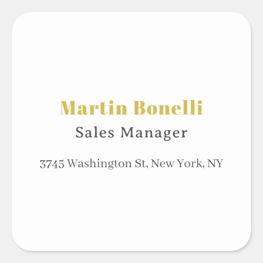 Modern Professional Gold Black & White Serif Font スクエアシール (正面)