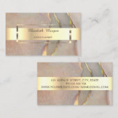 Modern  Professional Gold Stripe Pink Opal 名刺 (正面/裏面)