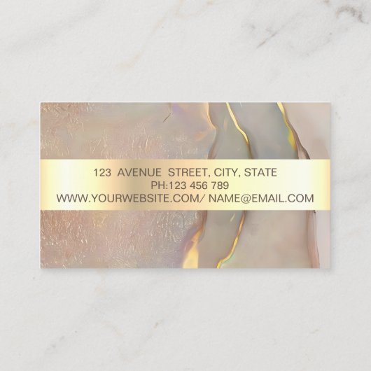 Modern  Professional Gold Stripe Pink Opal 名刺 (裏面)