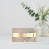Modern  Professional Gold Stripe Pink Opal 名刺 (スタンド正面)