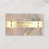 Modern  Professional Gold Stripe Pink Opal 名刺 (正面)