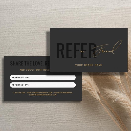Modern professional gray black refer a friend 紹介カード