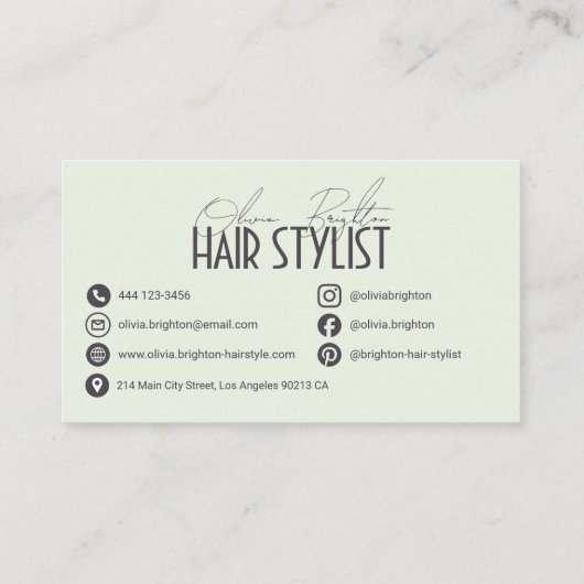 Modern Professional Hair Stylist High-end 名刺 (裏面)