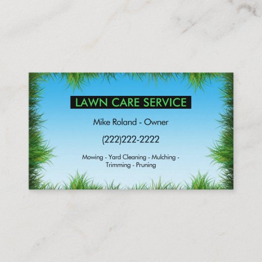 Modern Professional Lawn Care Gardener Services 名刺 (正面)