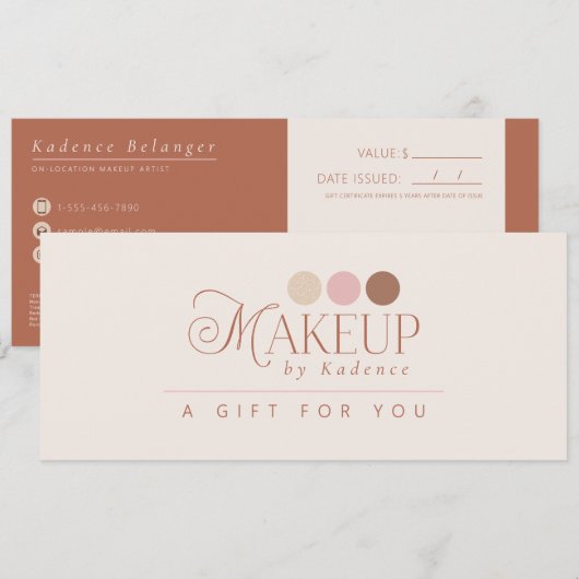 Modern Professional Makeup Artist Gift Certificate 招待状 (正面/裏面)