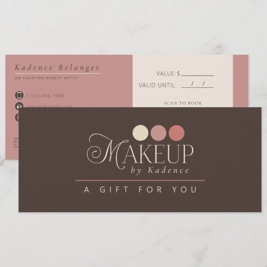 Modern Professional Makeup Artist Gift Certificate 招待状 (正面/裏面)