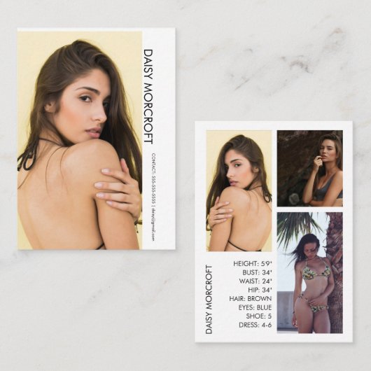 Modern Professional Model Actor Photo comp Card 名刺 (正面/裏面)