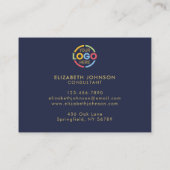 Modern Professional Navy Blue Gold Simple Reminder 予約カード (裏面)