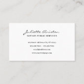 Modern professional notary public Business Card 名刺 (裏面)
