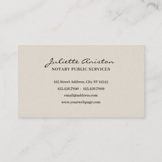 Modern professional notary public Business Card 名刺 (裏面)