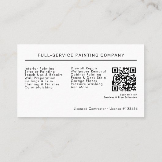Modern Professional Painting Service QR Code  名刺 (裏面)
