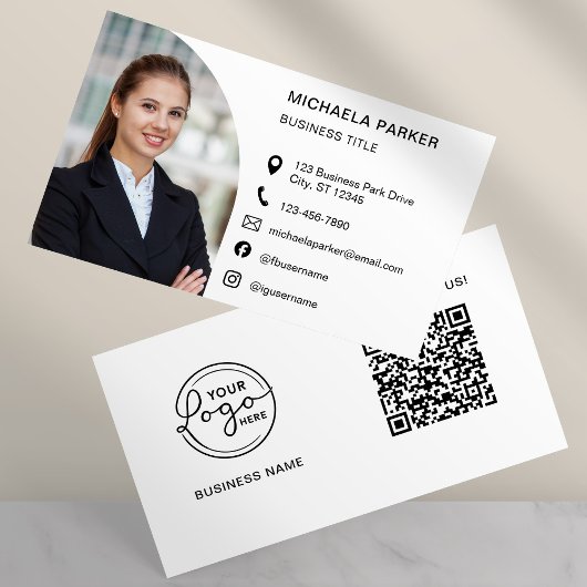 Modern Professional Photo QR Code Social Media 名刺