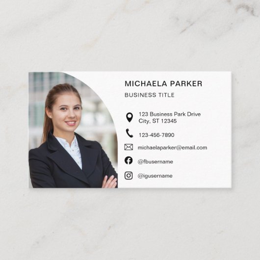 Modern Professional Photo QR Code Social Media 名刺 (正面)