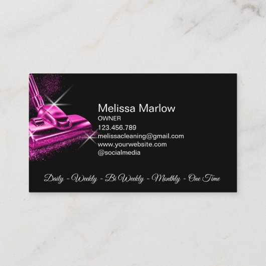 Modern Professional Pink House Cleaning Service 名刺 (裏面)