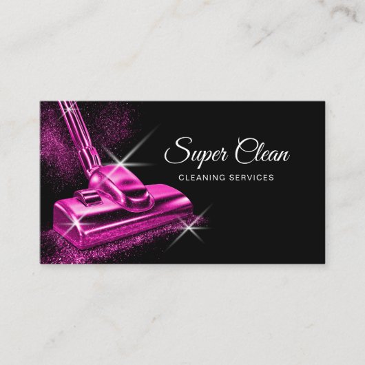 Modern Professional Pink House Cleaning Service 名刺 (正面)